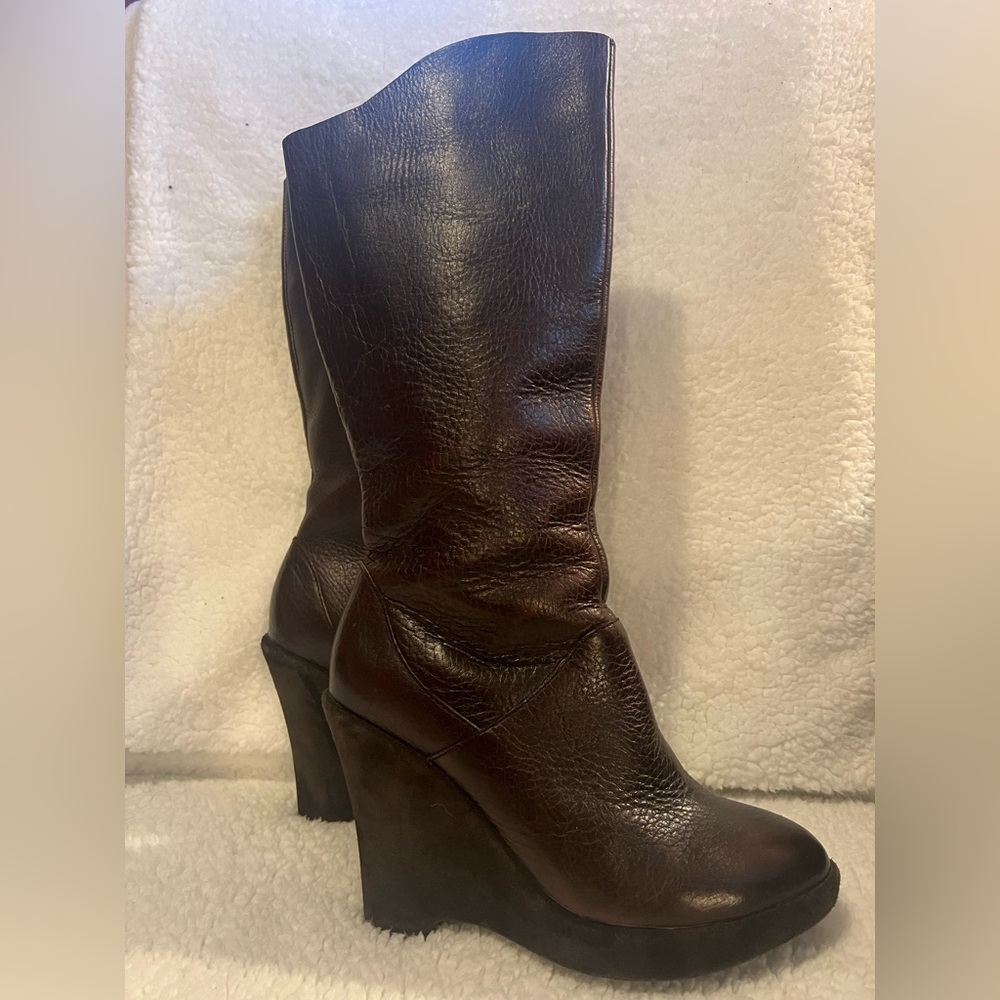Kork-Ease Dark Brown Leather Heeled Boots